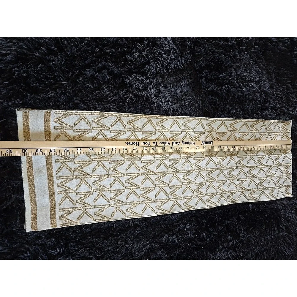 MICHAEL KORS MK Initials Signature Neck Scarf Cream‎ And Gold MSRP $78 63 Inches